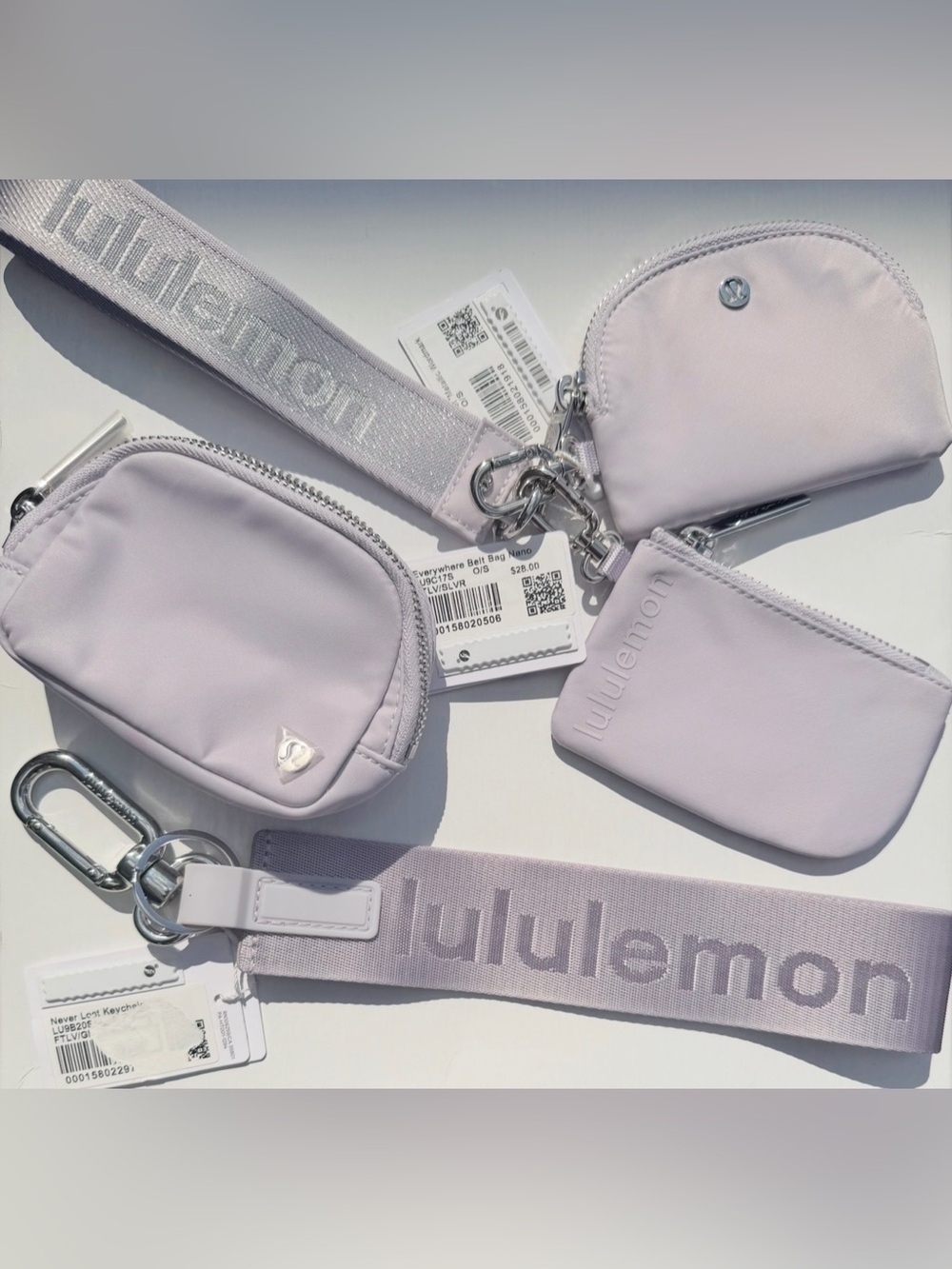 Lululemon - RARE Faint Lavender Wordmark Silver 3 Piece SET